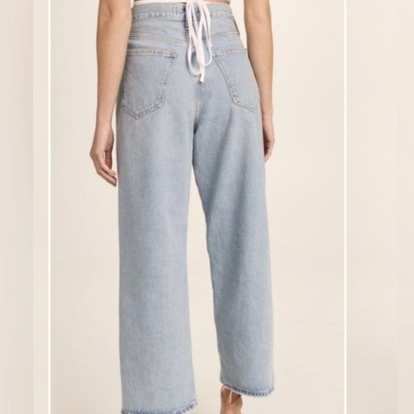 Agolde Low Sling Baggy Mid Rise Straight Relaxed Fit Light Blue Women's Jeans 33 - Picture 2 of 12